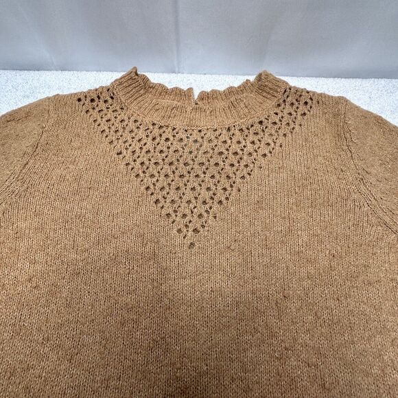Fat Face Sweater Size US 6 UK 10 Jumper Crochet Detail Burnt Tanish Color - Picture 12 of 16